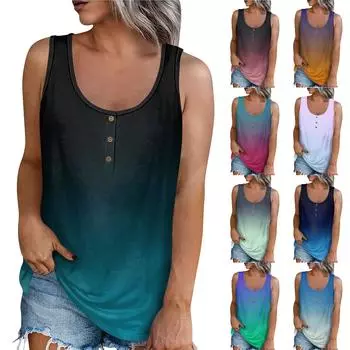 Женская мода, летняя майка с круглым вырезом, легкая майка без рукавов с принтом L синий