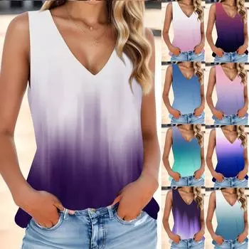 Женская мода, летняя майка с V-образным вырезом, легкая майка без рукавов с цветочным принтом XXXXL винный