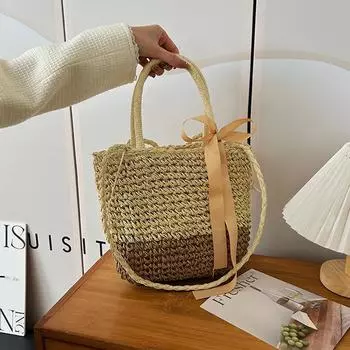 Женская мода летняя соломенная сумка через плечо женская пляжная праздничная шоппинг тканая сумка через плечо кошельки-мессенджеры 18x2x25cm кофейный
