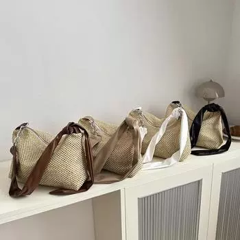 Женская мода летняя соломенная сумка через плечо женская пляжная праздничная шоппинг тканая сумка через плечо кошельки для женщин 30.5x9x20.5cm белый