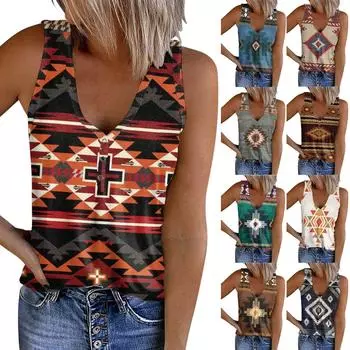 Женская мода, лето 2022, сексуальный жилет на пуговицах без рукавов с принтом, майка XXL тёмно-синий