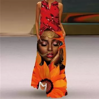 Женская мода лето весна цветочный принт без рукавов V-образный вырез свободные повседневные платья S