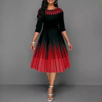 Женская мода лето весна однотонный принт с рукавами 1/2 и круглым вырезом с высокой талией повседневные платья S золотой