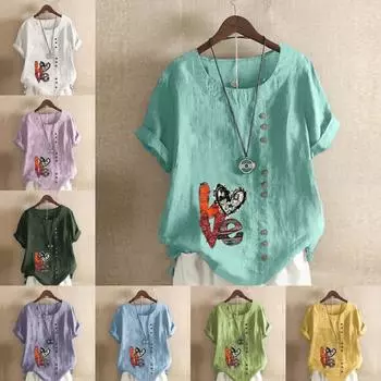 Женская мода Love Letters Printed футболка с коротким рукавом свободная хлопковая рубашка повседневная свободная летняя блузка топы больших размеров S розовый