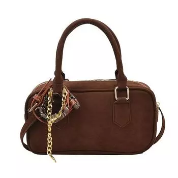 Женская мода, маленькие квадратные сумки и кошельки из искусственной замши, винтажная зимняя сумка через плечо, женская сумка через плечо 25cmx13cmx8cm чёрный