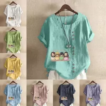 Женская мода, милая футболка с принтом «яйцо» для мальчиков и девочек, футболка с короткими рукавами и круглым вырезом, повседневная хлопково-льняная рубашка с рисунком, свободная летняя блузка для отдыха, топы S розовый