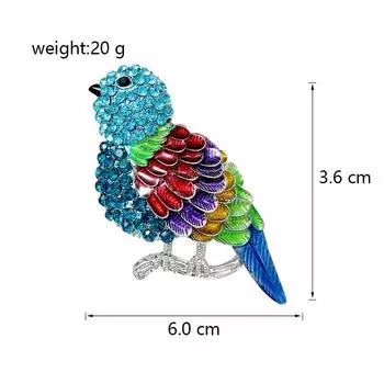 Женская мода, милые броши с радужными кристаллами и птицами для женщин, роскошная серебряная брошь из сплава с животными, булавки