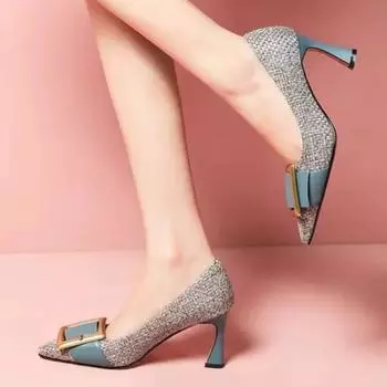 Женская мода Милые высококачественные весенние золотистые туфли на шпильках женские повседневные черные летние удобные туфли на каблуке Zapatos 34 чёрный