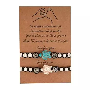 Женская мода милый браслет-карта маленькая черепаха плетеный браслет из бисера None чёрный