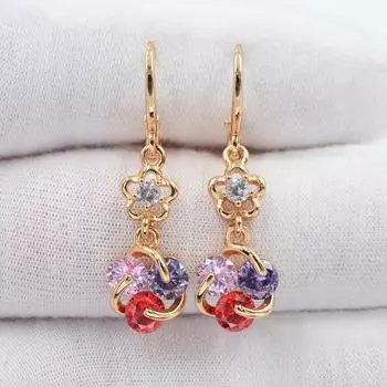 Женская мода многоцветный кубический цирконий CZ узел висячие серьги ювелирные изделия