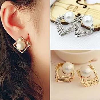 Женская мода многослойные искусственные жемчужные серьги-гвоздики для вечеринки ювелирные изделия подарок серебряный