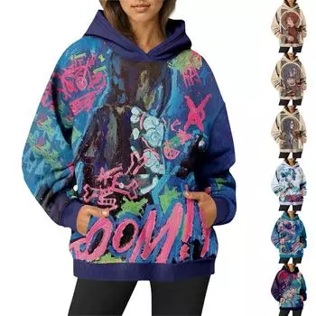 Женская мода на плечах пуловер с длинным рукавом толстовка с капюшоном L бежевый