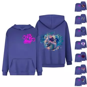 Женская мода на плечах пуловер с длинным рукавом толстовка с капюшоном L чёрный