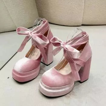 Женская мода на толстом каблуке. Осенние новые туфли на квадратном каблуке с неглубоким носком. Замшевая толстая подошва. Противоскользящие износостойкие туфли на высоком каблуке. 35 чёрный