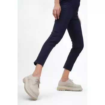 Женская мода Натуральная кожа Бежевые Повседневные кожаные мокасины на толстой подошве Повседневная обувь