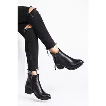 Женская мода Натуральная кожа Черные кожаные сапоги Повседневная обувь