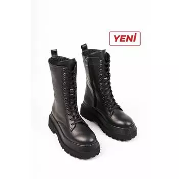 Женская мода Натуральная кожа Черные кожаные сапоги Повседневная обувь