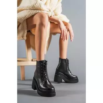 Женская мода Натуральная кожа Черные кожаные сапоги Повседневная обувь