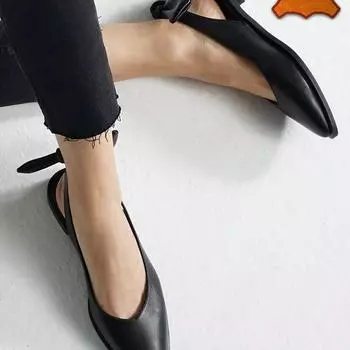 Женская мода Натуральная кожа Черные женские повседневные туфли на плоской подошве