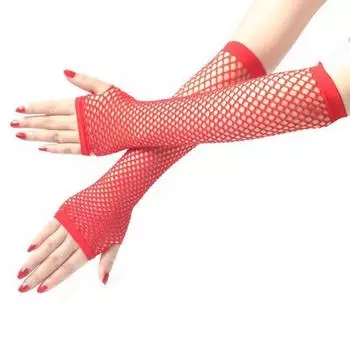 Женская мода неоновые сетчатые перчатки без пальцев длинные перчатки для ног манжеты для вечеринок нарядное платье для женщин сексуальные красивые согревающие руки one size красный