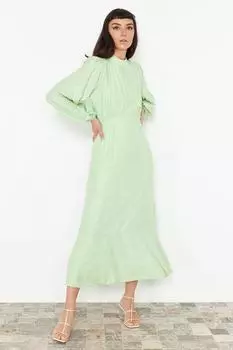 Женская мода новое платье хиджаб мятное жаккардовое тканое платье с цветочным принтом