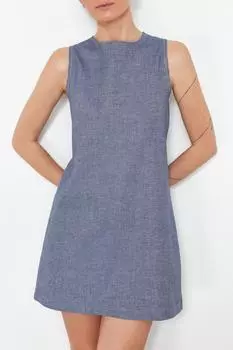 Женская мода новое платье синее джинсовое платье