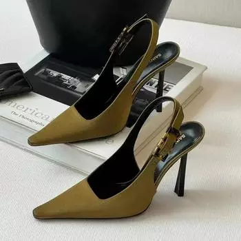 Женская мода, новые дизайнерские женские удобные туфли на шпильке с закрытым носком, универсальные однотонные туфли с неглубоким горлом на высоком каблуке 35