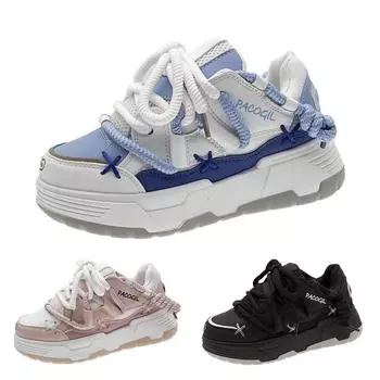 Женская мода, новые универсальные повседневные нескользящие туфли на толстой подошве 39 чёрный