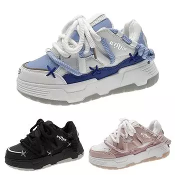 Женская мода, новые универсальные повседневные нескользящие туфли на толстой подошве 39 чёрный