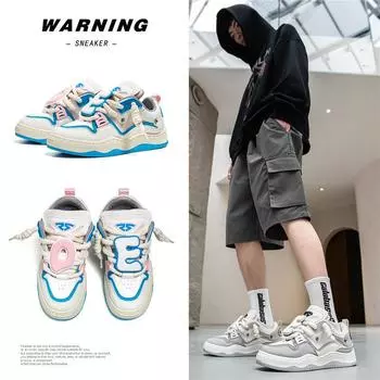 Женская мода, новые универсальные повседневные нескользящие туфли на толстой подошве 37 чёрный