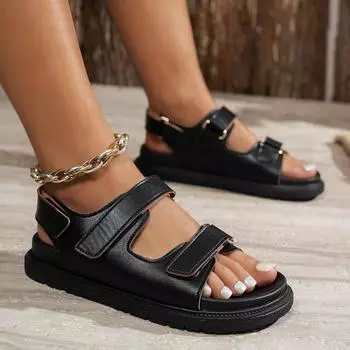 Женская мода новые женские сандалии больших размеров черные нескользящие удобные повседневные женские сандалии 36