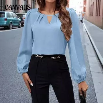 Женская мода новый повседневный плиссированный топ с длинным рукавом S бордовый