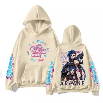 Женская мода O-образный вырез с длинным рукавом и принтом, толстовка с капюшоном L бежевый