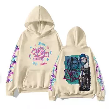 Женская мода O-образный вырез с длинным рукавом и принтом, толстовка с капюшоном L бежевый