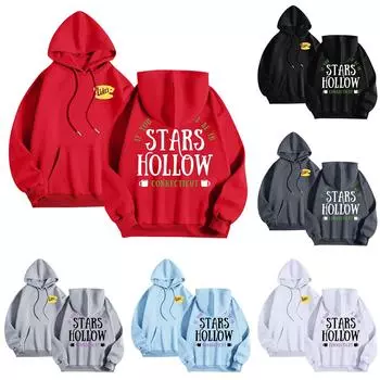 Женская мода O-образный вырез с длинным рукавом и принтом, толстовка с капюшоном S