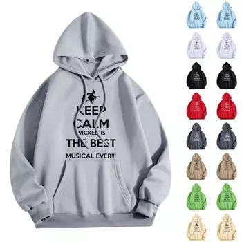 Женская мода O-образный вырез с длинным рукавом и принтом, толстовка с капюшоном L чёрный