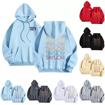 Женская мода O-образный вырез с длинным рукавом и принтом, толстовка с капюшоном XL красный