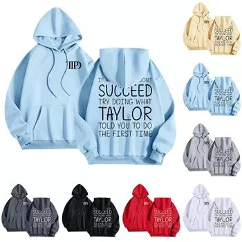 Женская мода O-образный вырез с длинным рукавом и принтом, толстовка с капюшоном XXXL красный