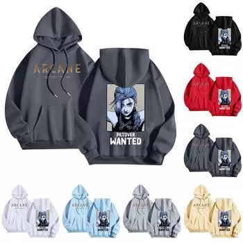 Женская мода O-образный вырез с длинным рукавом и принтом, толстовка с капюшоном L чёрный