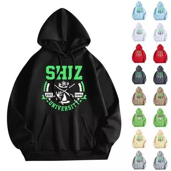 Женская мода O-образный вырез с длинным рукавом и принтом, толстовка с капюшоном L бежевый