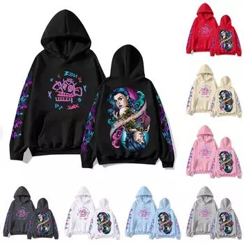 Женская мода O-образный вырез с длинным рукавом и принтом, толстовка с капюшоном L бежевый