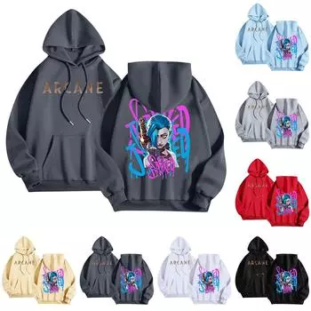 Женская мода O-образный вырез с длинным рукавом и принтом, толстовка с капюшоном XL