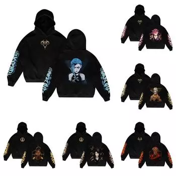 Женская мода O-образный вырез с длинным рукавом и принтом, толстовка с капюшоном L темно-зеленого