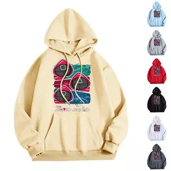 Женская мода O-образный вырез с длинным рукавом и принтом, толстовка с капюшоном L бежевый