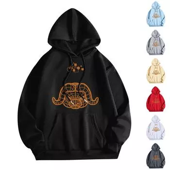 Женская мода O-образный вырез с длинным рукавом и принтом, толстовка с капюшоном L бежевый