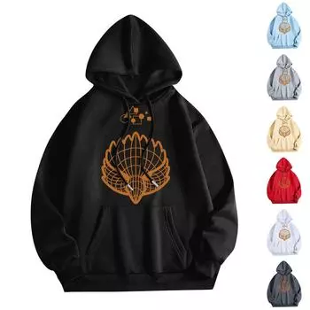 Женская мода O-образный вырез с длинным рукавом и принтом, толстовка с капюшоном L бежевый