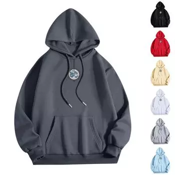 Женская мода O-образный вырез с длинным рукавом и принтом, толстовка с капюшоном L бежевый