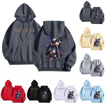 Женская мода O-образный вырез с длинным рукавом и принтом, толстовка с капюшоном XXXL чёрный