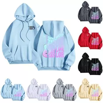 Женская мода O-образный вырез с длинным рукавом и принтом, толстовка с капюшоном L бежевый