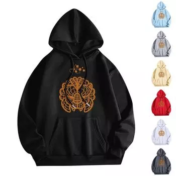 Женская мода O-образный вырез с длинным рукавом и принтом, толстовка с капюшоном L бежевый